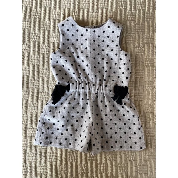Zara Other - 9-12M Zara Baby Girl Wool Gray and Black Polka Dot Romper